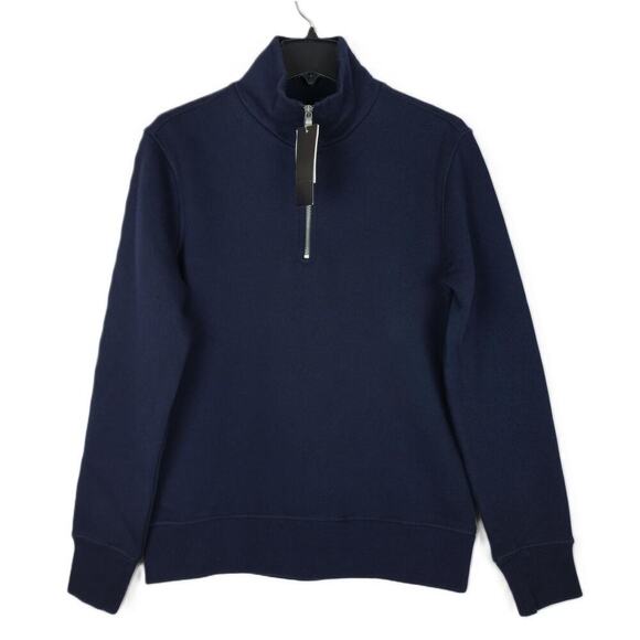 The Men's Store Half-Zip Cotton Fleece Pullover Sweatshirt Navy Small NWT - Picture 1 of 5